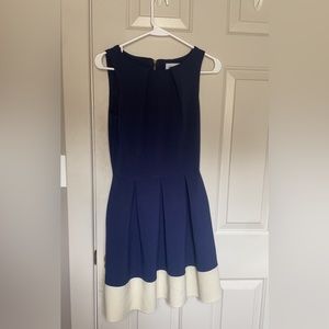 Luck be a Lady, Closet London, navy & tan, fit & flare sleeveless dress. Size 4